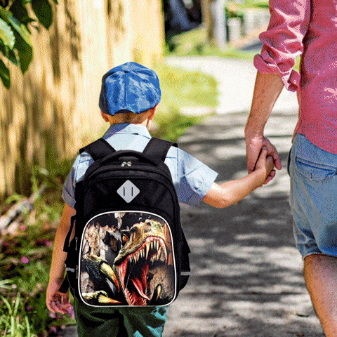 3D T-Rex Durable Dinosaur Cartoon Travel Backpack School Laptop Daypack Waterproof Bag