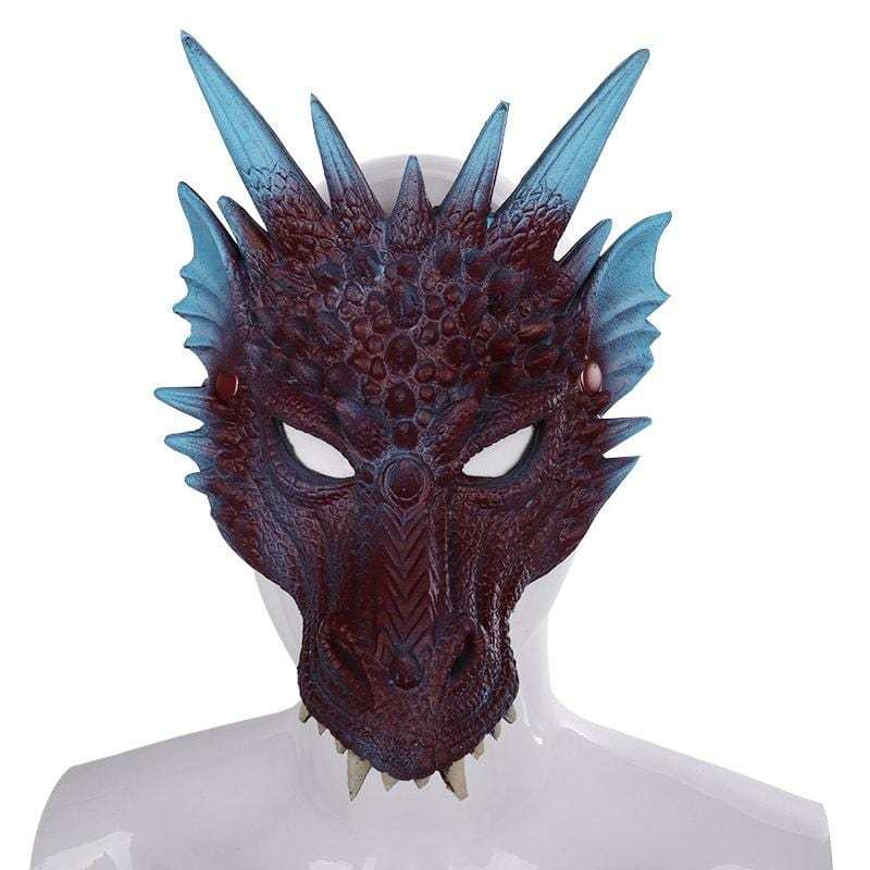 3D PU Dinosaur Dragon Mask Halloween Party Props Costumes Decoration Blue-purple