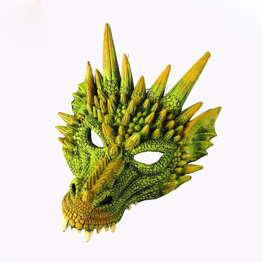 3D PU Dinosaur Dragon Mask Halloween Party Props Costumes Decoration Green