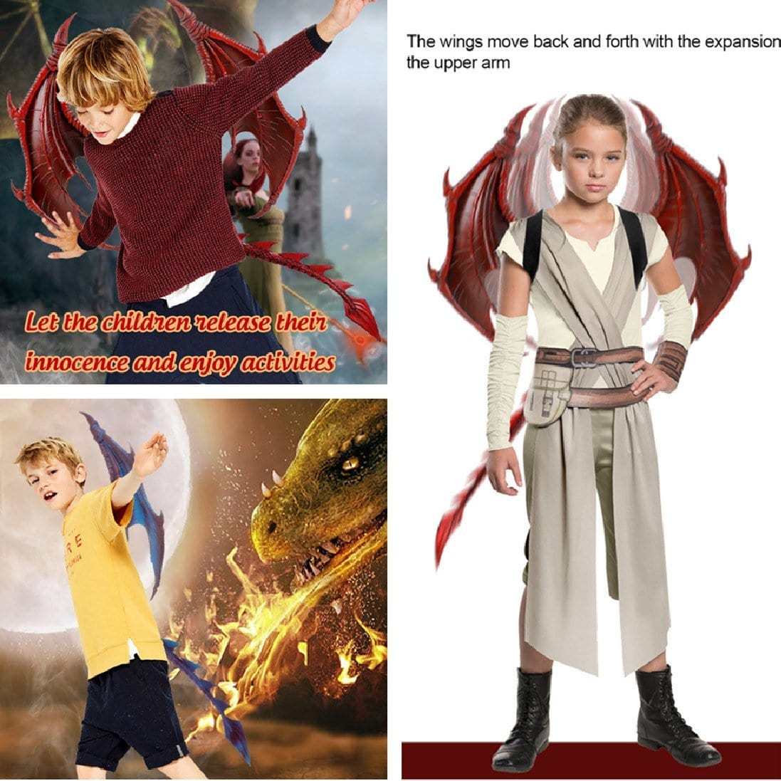 Dinosaur Halloween Costume with Mask Wing Tail Cosplay T Rex Performance Props