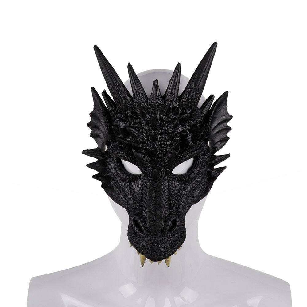 3D PU Dinosaur Dragon Mask Halloween Party Props Costumes Decoration Black