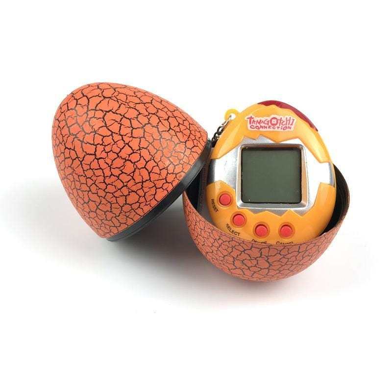 Multi Color Cracked Dinosaur Egg with Key Chain Digital Electronic Pet Game Toy Orange
