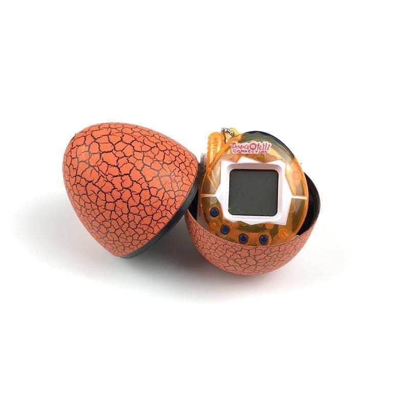 Multi Color Cracked Dinosaur Egg with Key Chain Digital Electronic Pet Game Toy Transparent Orange