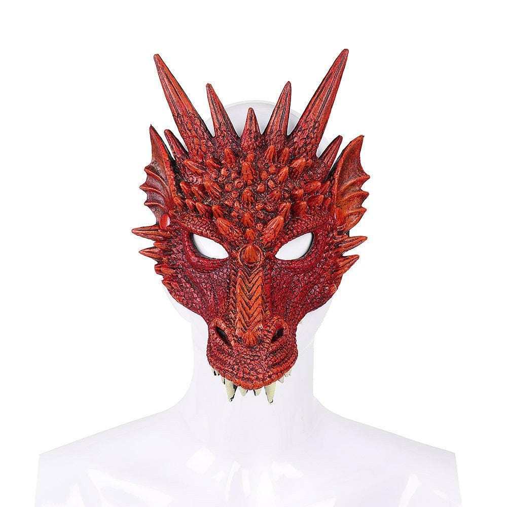 3D PU Dinosaur Dragon Mask Halloween Party Props Costumes Decoration Red