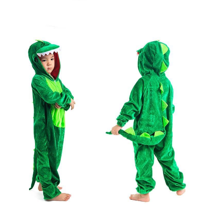 39"-51" Kids Halloween Dinosaur Costume Cosplay Performance Suit Green / 39.4"