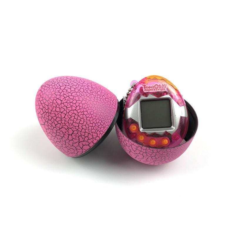 Multi Color Cracked Dinosaur Egg with Key Chain Digital Electronic Pet Game Toy Transparent Pink