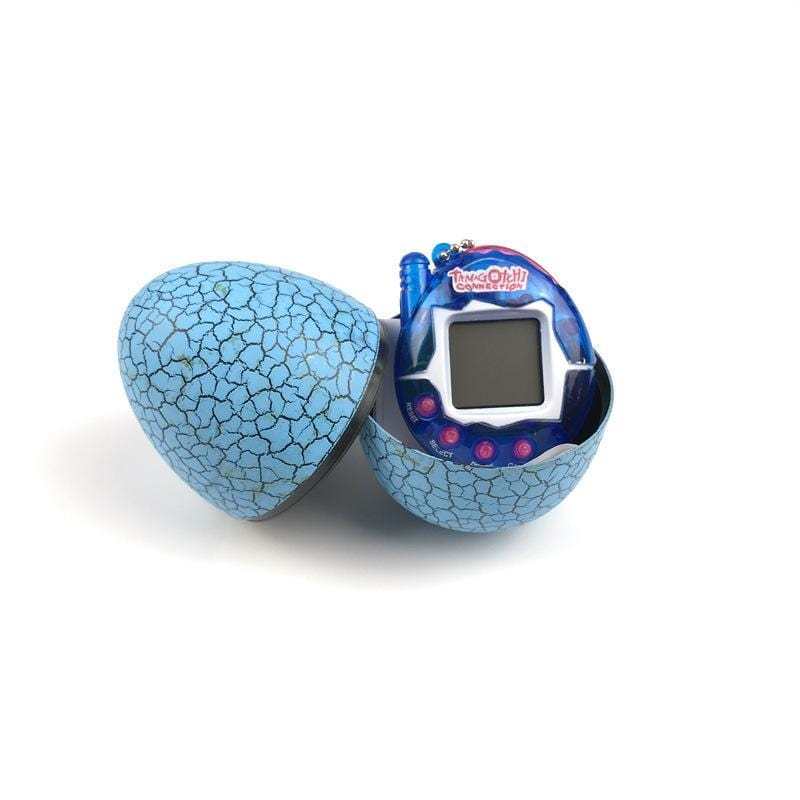 Multi Color Cracked Dinosaur Egg with Key Chain Digital Electronic Pet Game Toy Transparent Blue