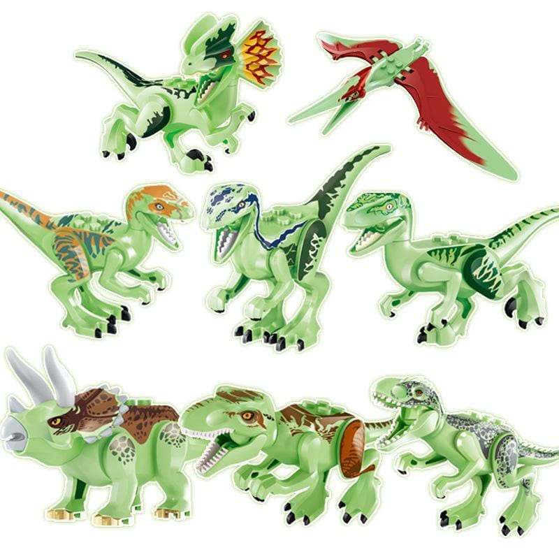 5" Luminous Dinosaur Jurassic Theme Building Blocks DIY Action Figures Play Set