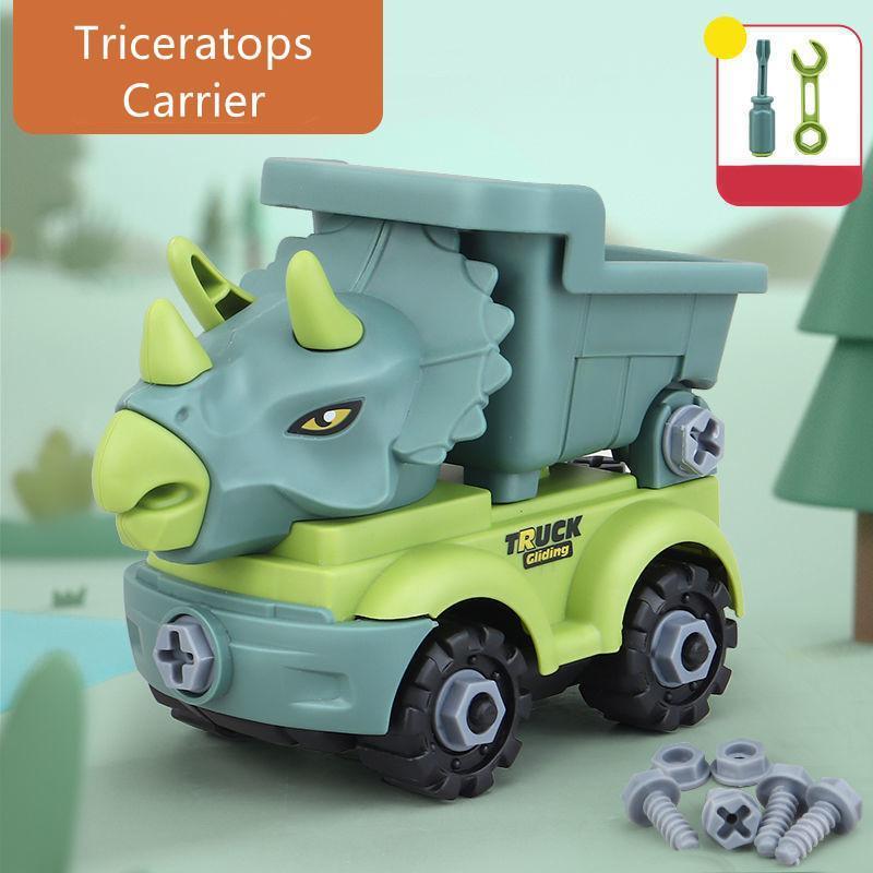 Inertial Take Apart Construction Dinosaur Truck Car T Rex Triceratops Excavator Toy for Kids Triceratops Carrier