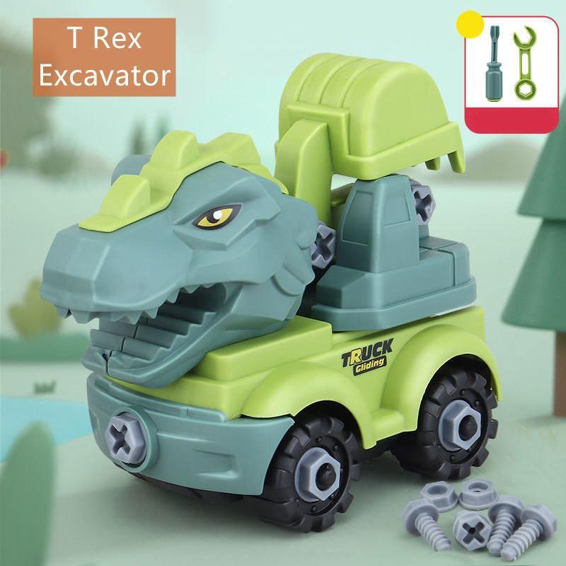 Inertial Take Apart Construction Dinosaur Truck Car T Rex Triceratops Excavator Toy for Kids T Rex Excavator