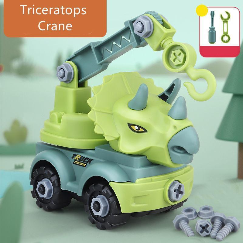 Inertial Take Apart Construction Dinosaur Truck Car T Rex Triceratops Excavator Toy for Kids Triceratops Crane