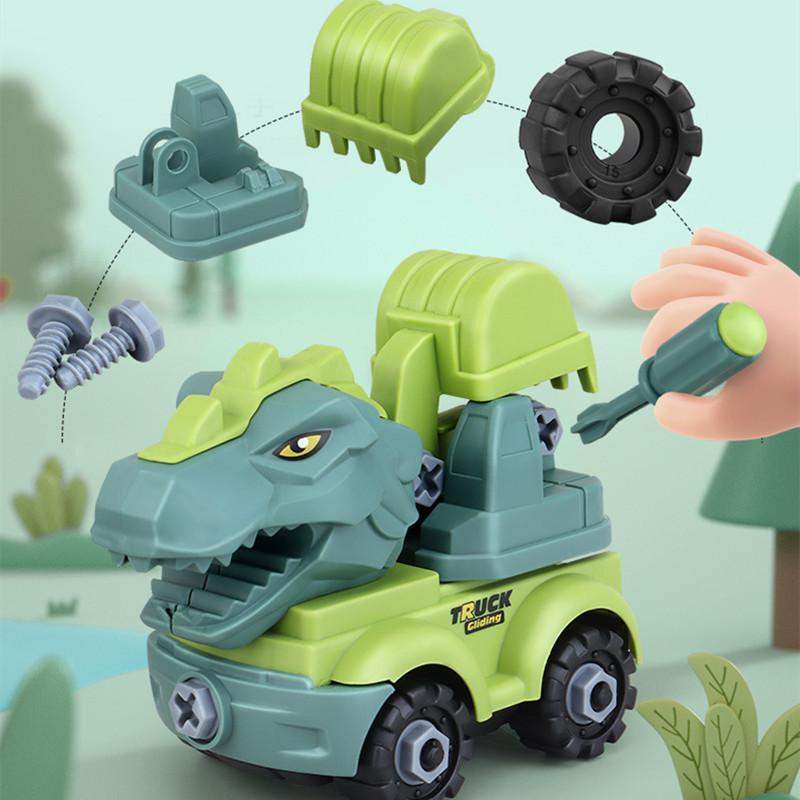 Inertial Take Apart Construction Dinosaur Truck Car T Rex Triceratops Excavator Toy for Kids
