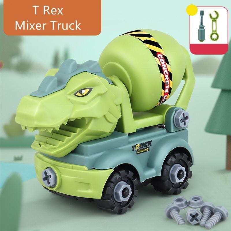 Inertial Take Apart Construction Dinosaur Truck Car T Rex Triceratops Excavator Toy for Kids T Rex Mixer Truck