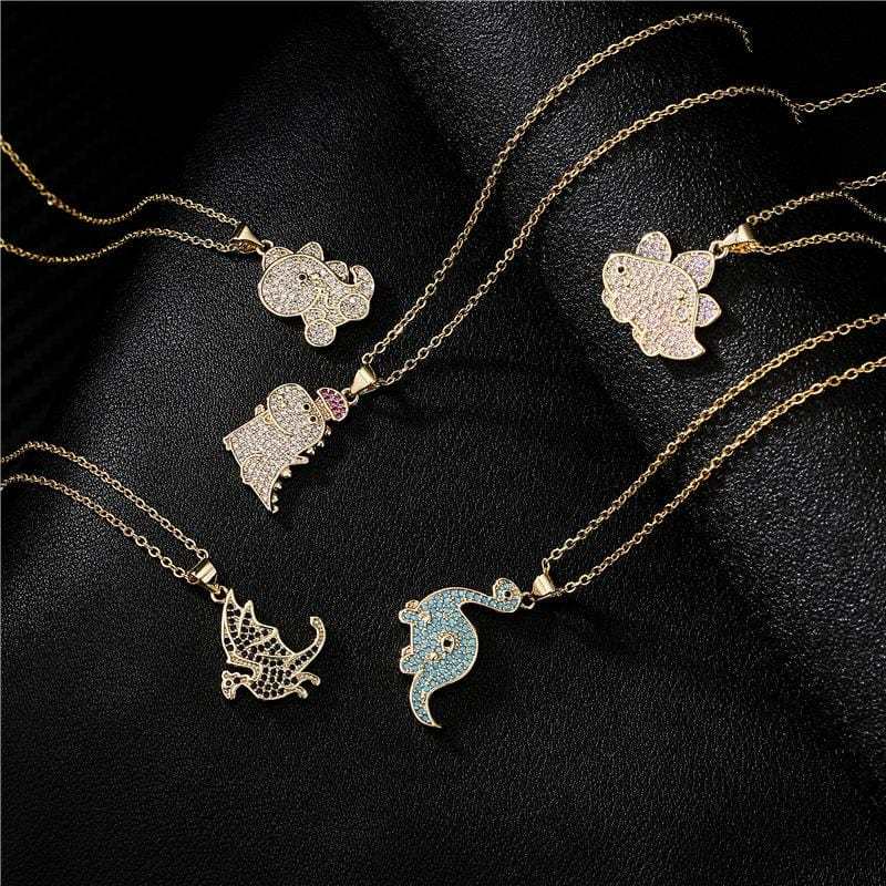 Dinosaur Series Micro inlaid Color Zirconium Pendant Necklace