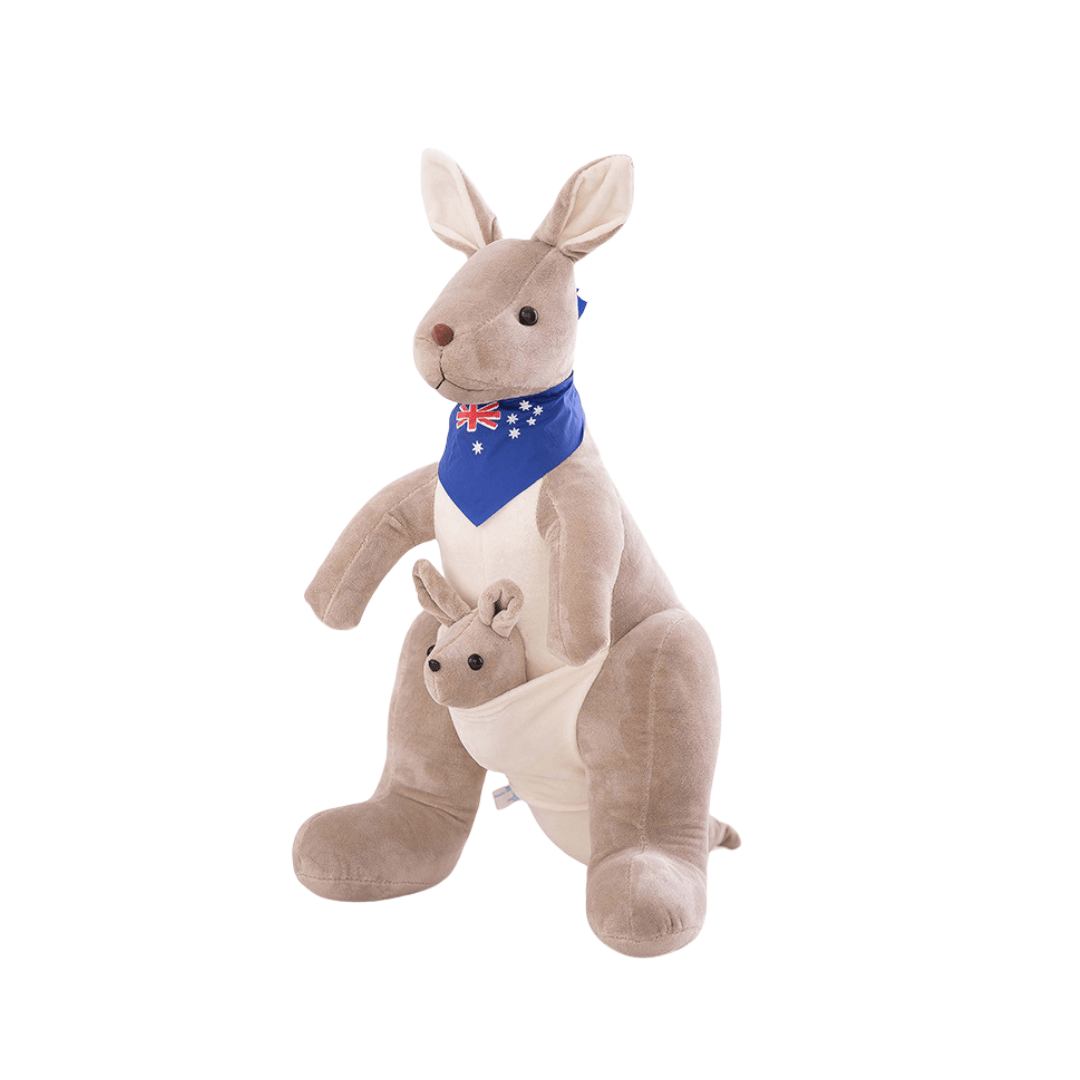 Personalized Kangaroo Mommy with Baby Plush Stuffed Animal Gray(45cm/17.7in)