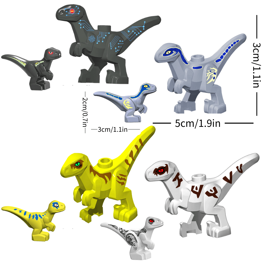 12" Dinosaur Jurassic Theme DIY Action Figures Building Blocks Toy Playsets 4 Pcs Combo