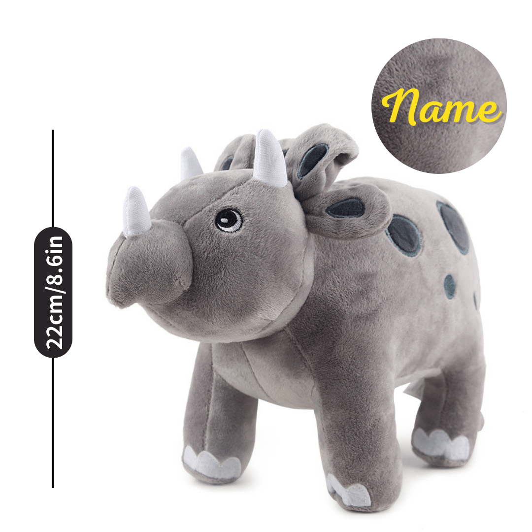 Name Personalized Dinosaur Stuffed Animal Cute T Rex Plush Toy for Boys Girls Birthday Gifts Gray Triceratops