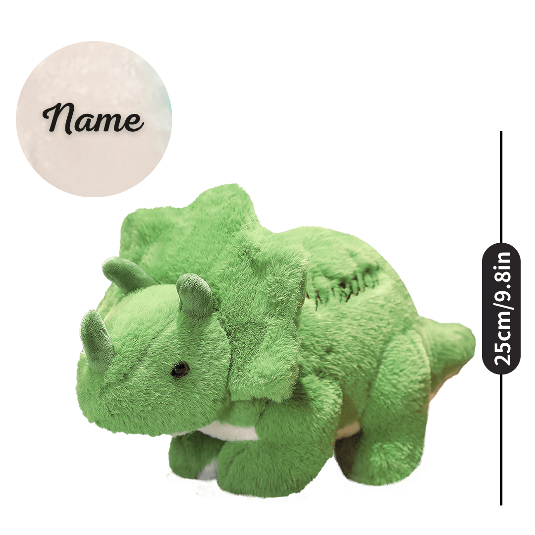 Dinosaur Stuffed Animal with Embroidery Positive Word on Back Great Gift for Kids Triceratops(Wisdom)
