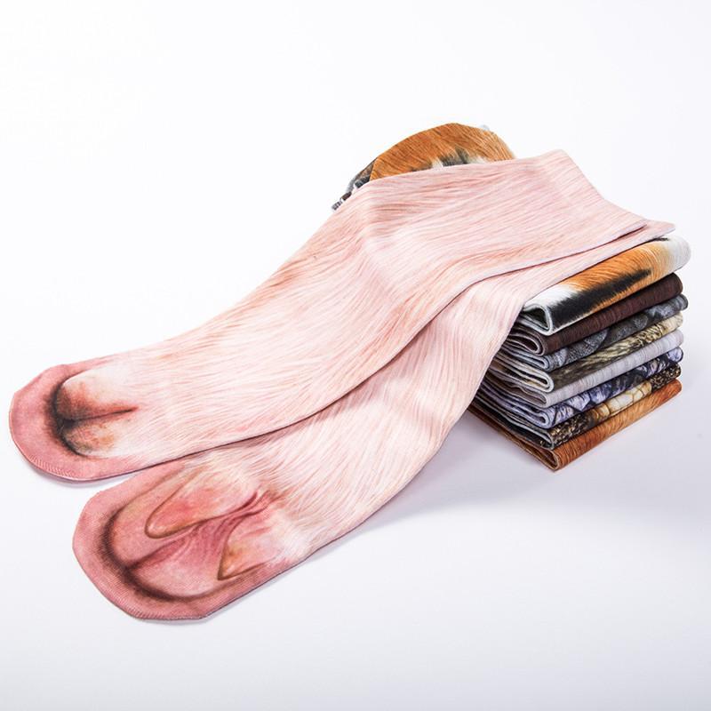 3D Printing Funny Animal Foot Hoof Paws Elastic Long Socks