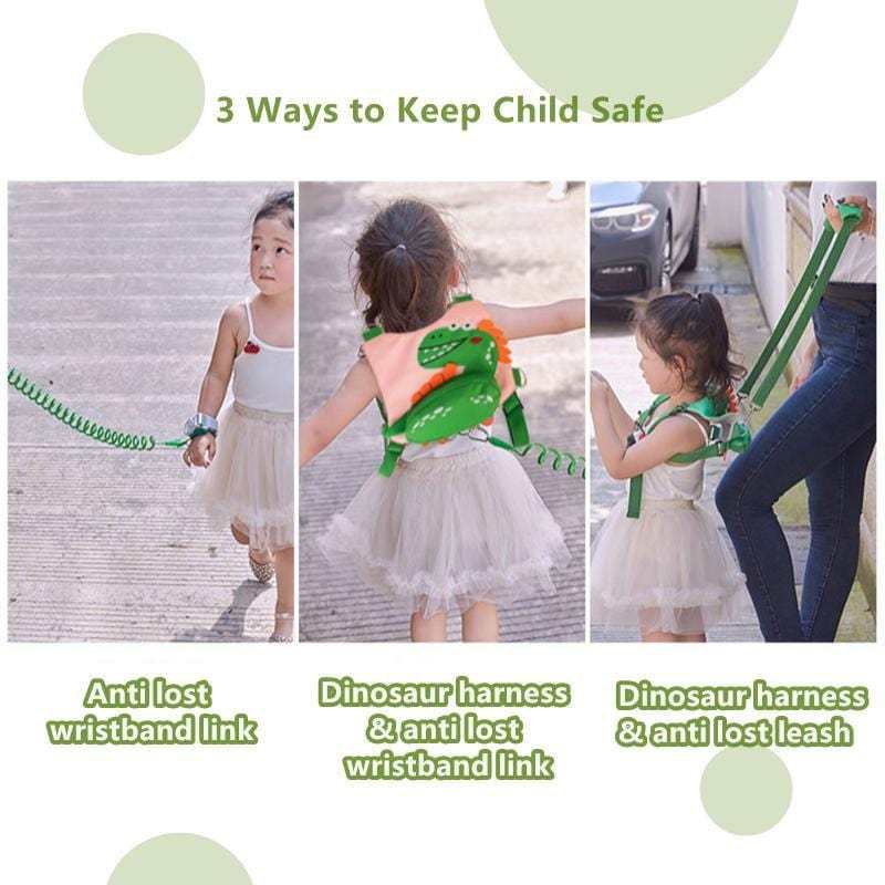 3 in 1 Toddler Harness Leash Dinosaur Anti Lost Walking Assistant Wristband Strap Belt