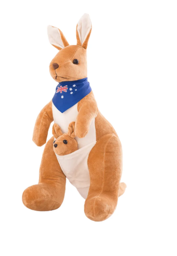 Kangaroo Brown with Blue Scarf
