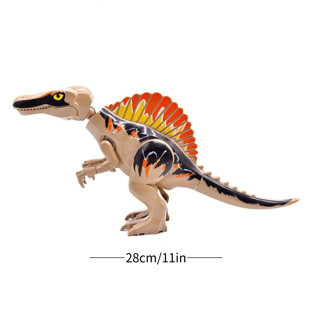 12" Dinosaur Jurassic Theme DIY Action Figures Building Blocks Toy Playsets Brown Spinosaurus