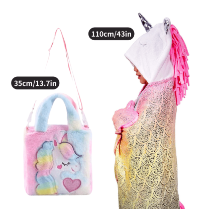 Name Personalized Dinosaur Ultra Plush Fleece Hooded Throw Blanket Cosplay Costume for Kids Unicorn Blanket+Backpack