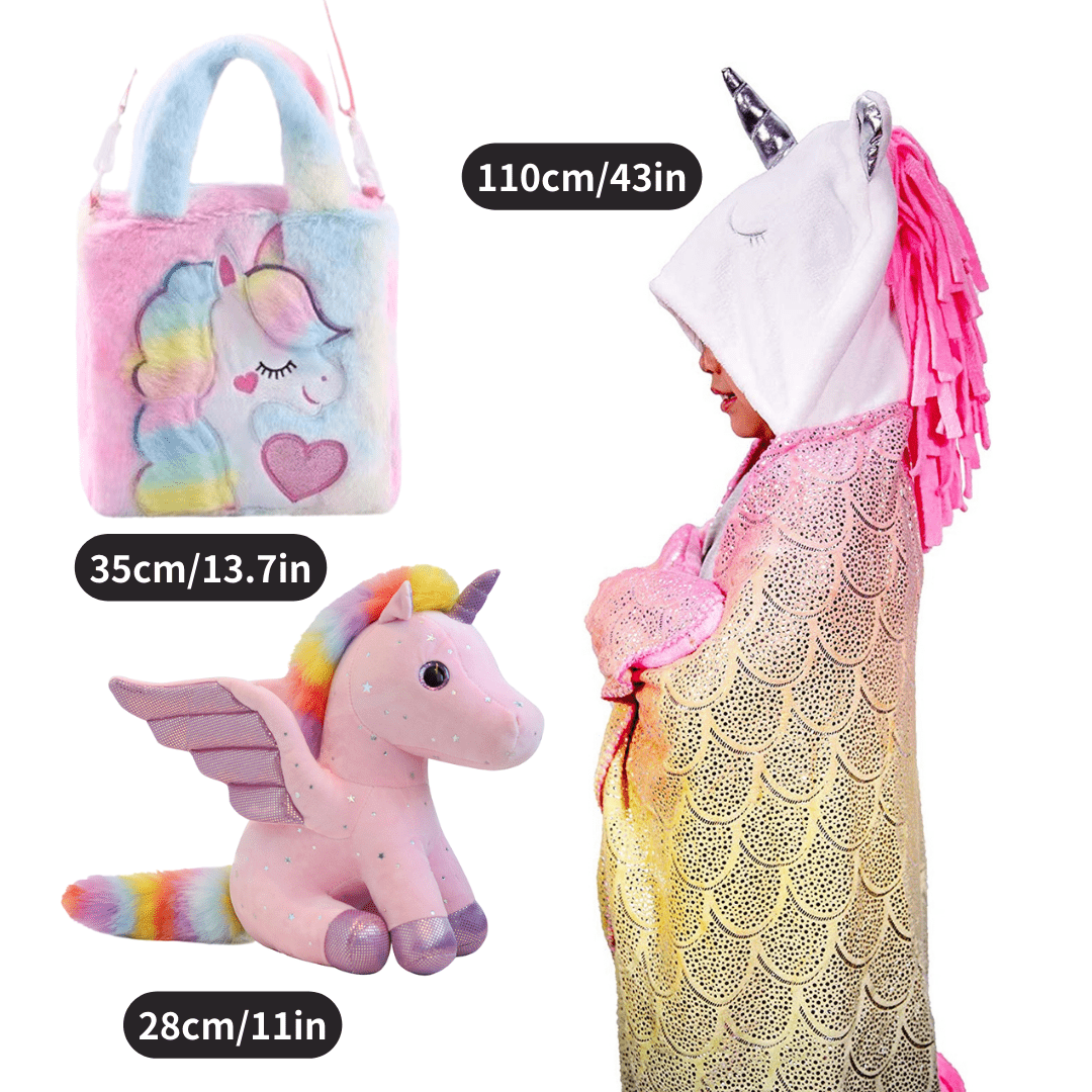 Name Personalized Dinosaur Ultra Plush Fleece Hooded Throw Blanket Cosplay Costume for Kids Unicorn Plush+Blanket+Backpack