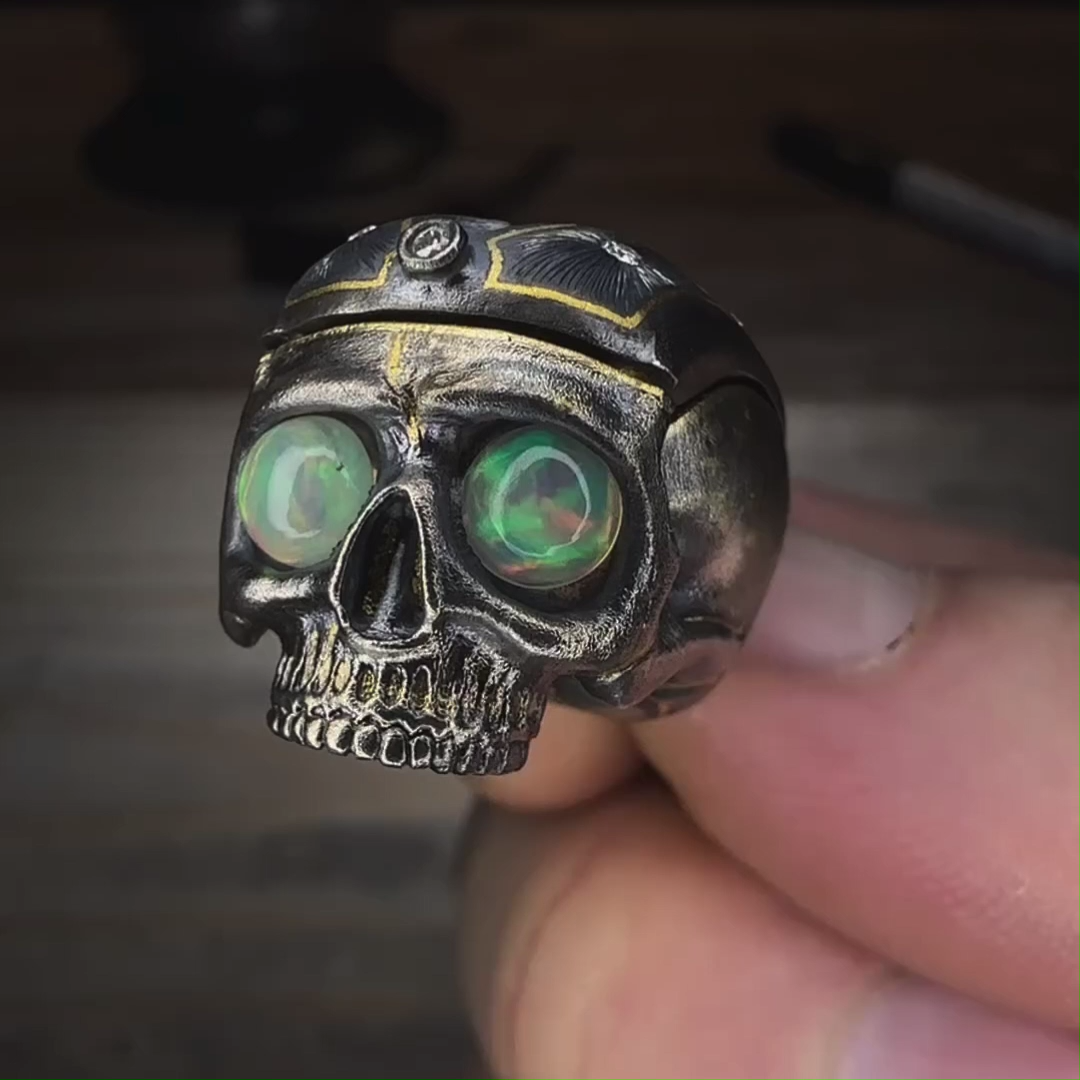 Opal Brain Skull Pendant