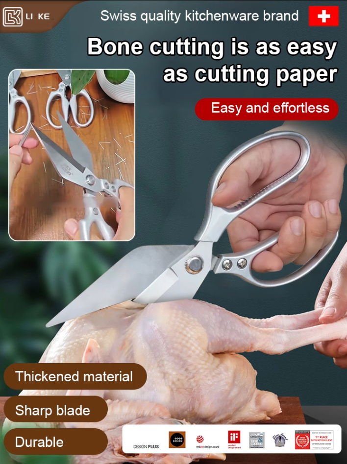 Stainless steel chicken bone shears (plastic handle)