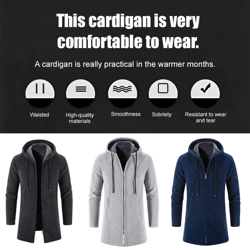 Fashionable Hooded Fleece Cardigan Sweater