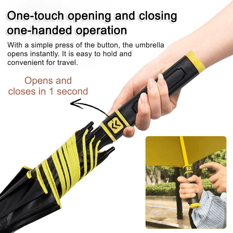 Golf black rubber long handle umbrella with waterproof cover