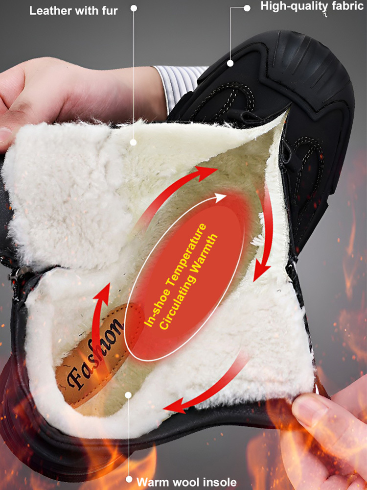 Men's Fleece Warm High Top Leather Shoes