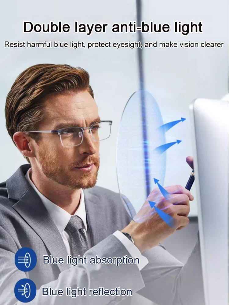 Ultra light anti blue presbyopic glasses