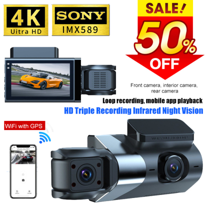 Three lens high-definition WiFi driving recorder