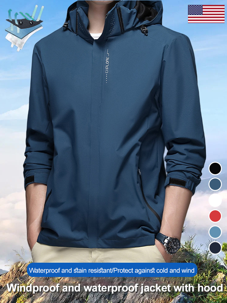 Windproof and waterproof jacket with hood 