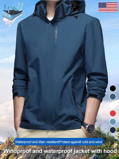 Windproof and waterproof jacket with hood 