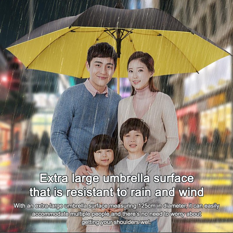Golf black rubber long handle umbrella with waterproof cover