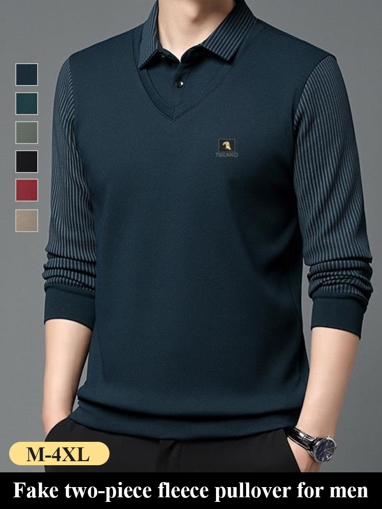 Business fake two-piece sports and casual padded top for men