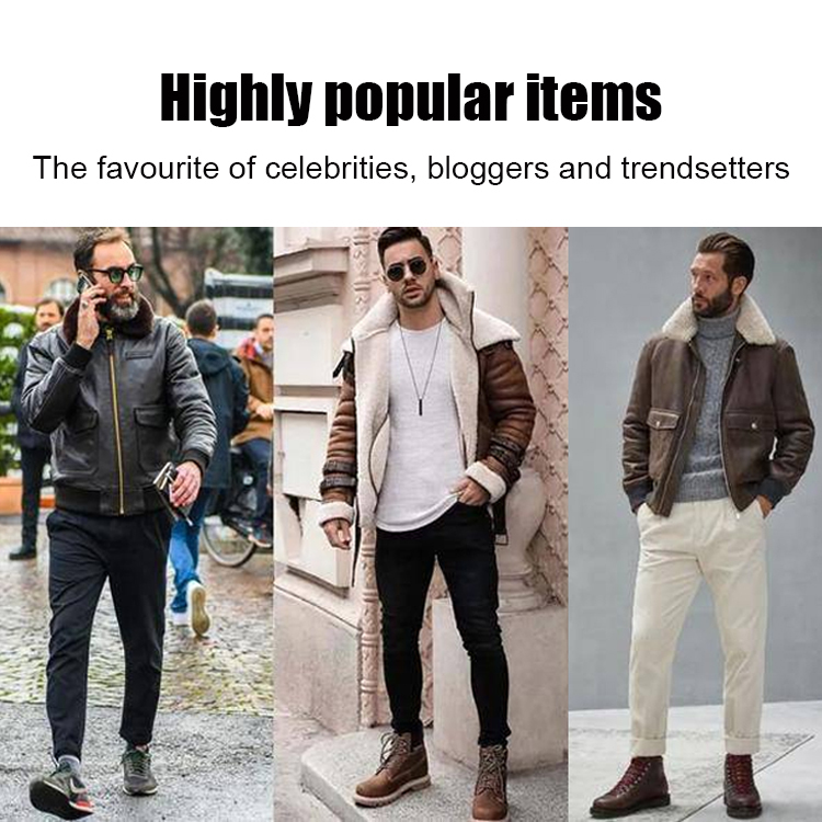 Thickened mid-length fur-lined leather motorcycle jacket