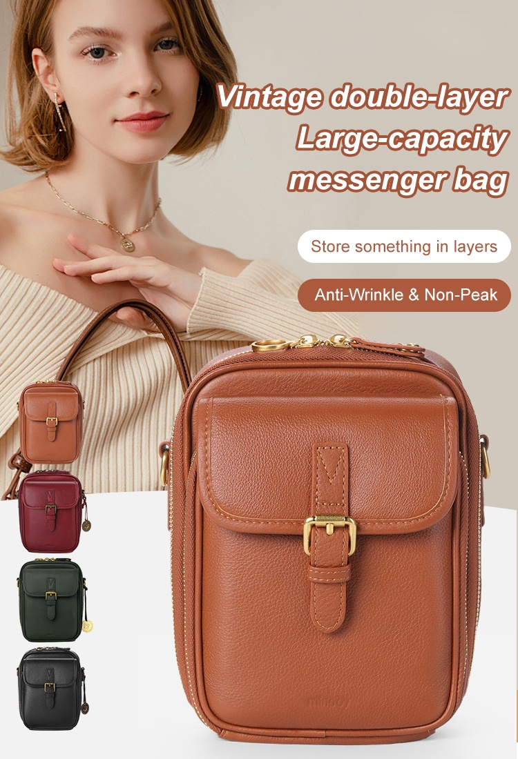 Vintage Double Layer Large Capacity Messenger Bag