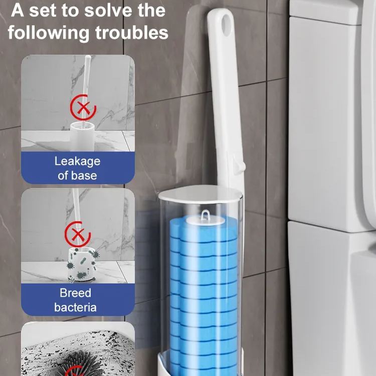 Clean hands no mess interchangeable brush head toilet brush set