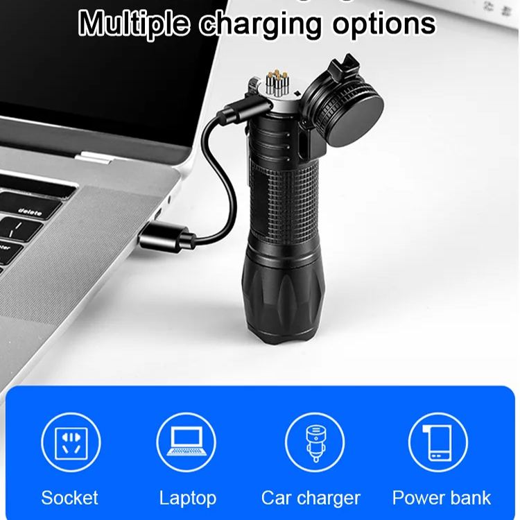 Double arc self-defense flashlight