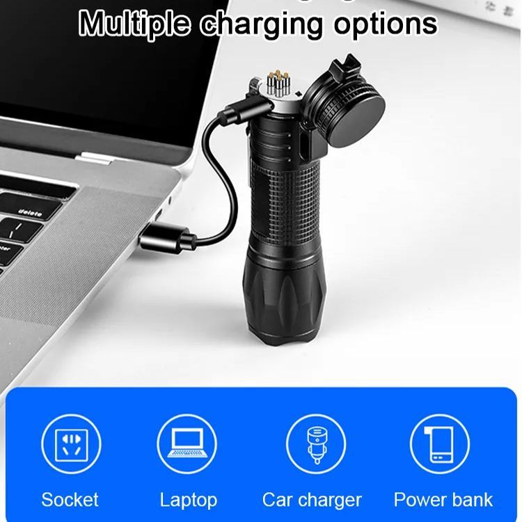 Double arc self-defense flashlight
