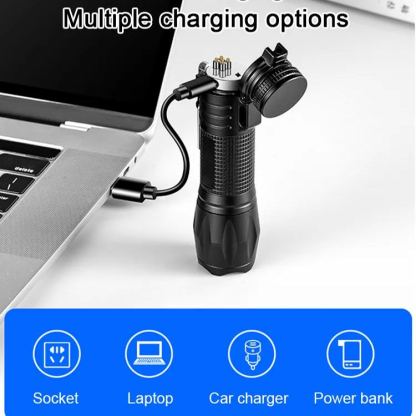 Double arc self-defense flashlight
