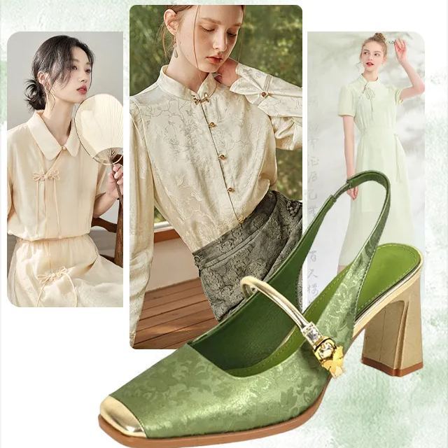 Retro French Chunky Heel Square Toe Shallow Mouth Women's Single Shoes