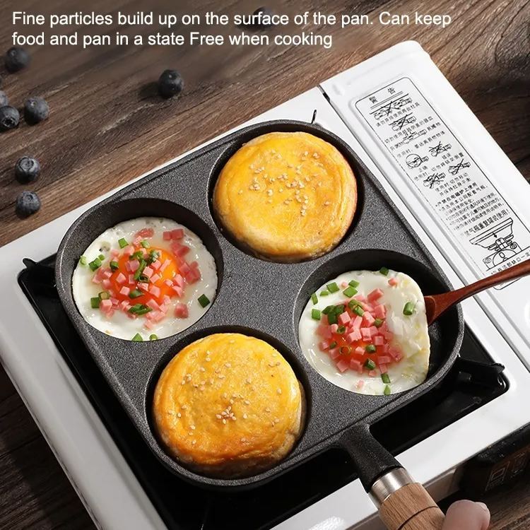 Deeper four-hole cast iron non-stick frying pan