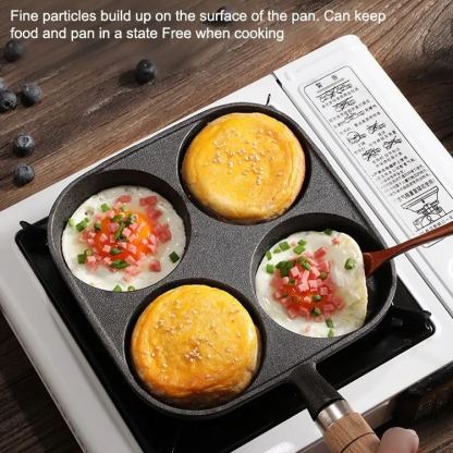 Deeper four-hole cast iron non-stick frying pan