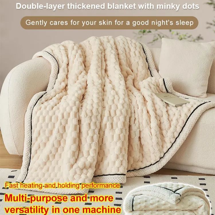 Double-layer thickened blanket with minky dots