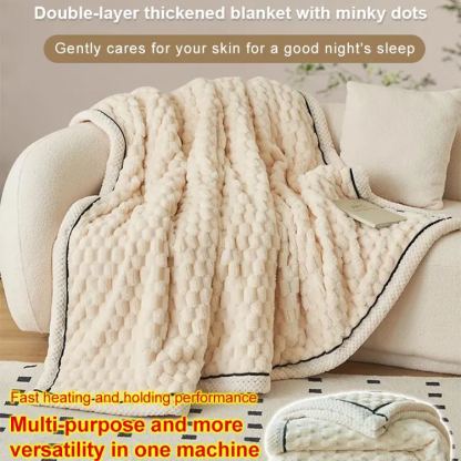 Double-layer thickened blanket with minky dots